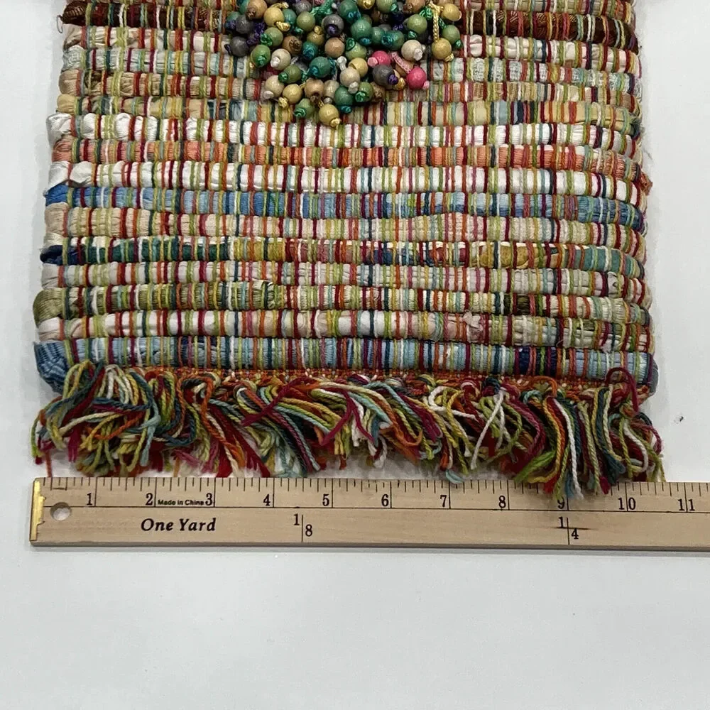 Handmade Lyn Jankowski boho Multicolored‎ fringe Beads Hippie handbag purse Snap
